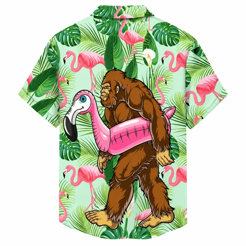 Festival Hemd Herren Monkey Flamingo