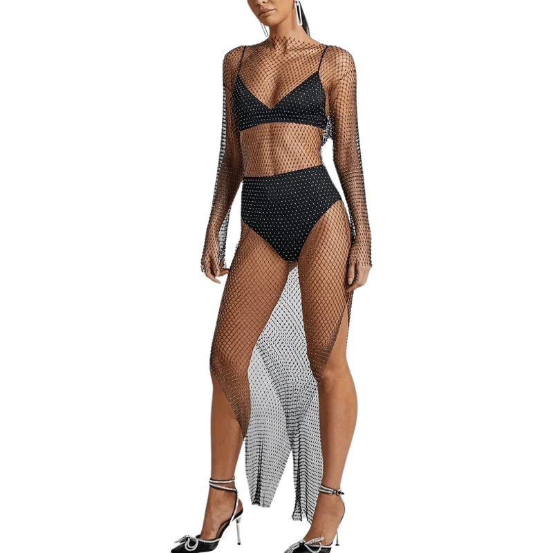Transparentes Netz-Midikleid