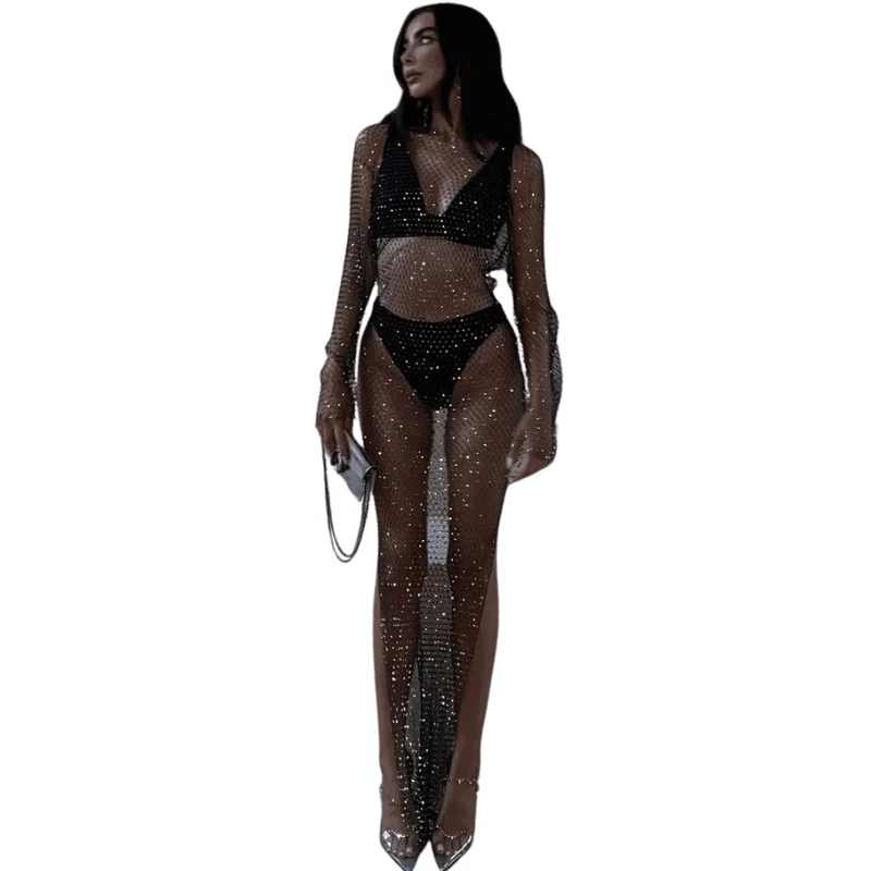 Transparentes Netz-Midikleid