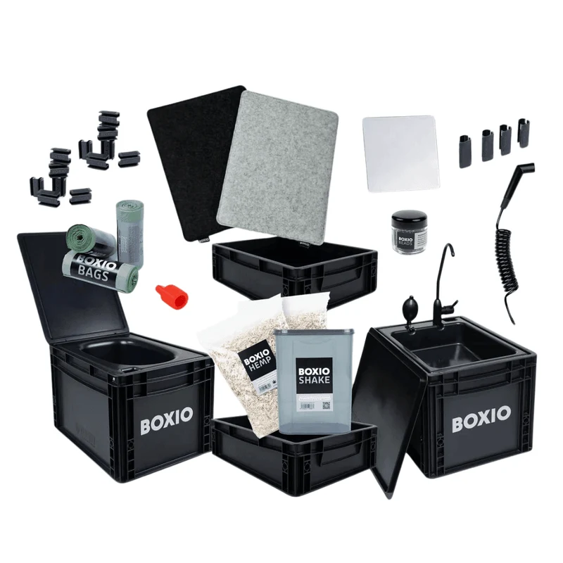 BOXIO - SANITARY: Komplettset mit Trenntoilette, mobilem Waschbecken und Zubehör