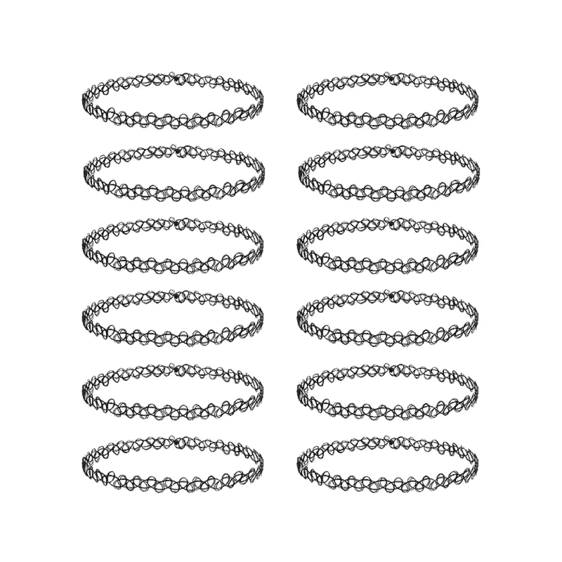 Choker Halsband Schwarz 12 teilig