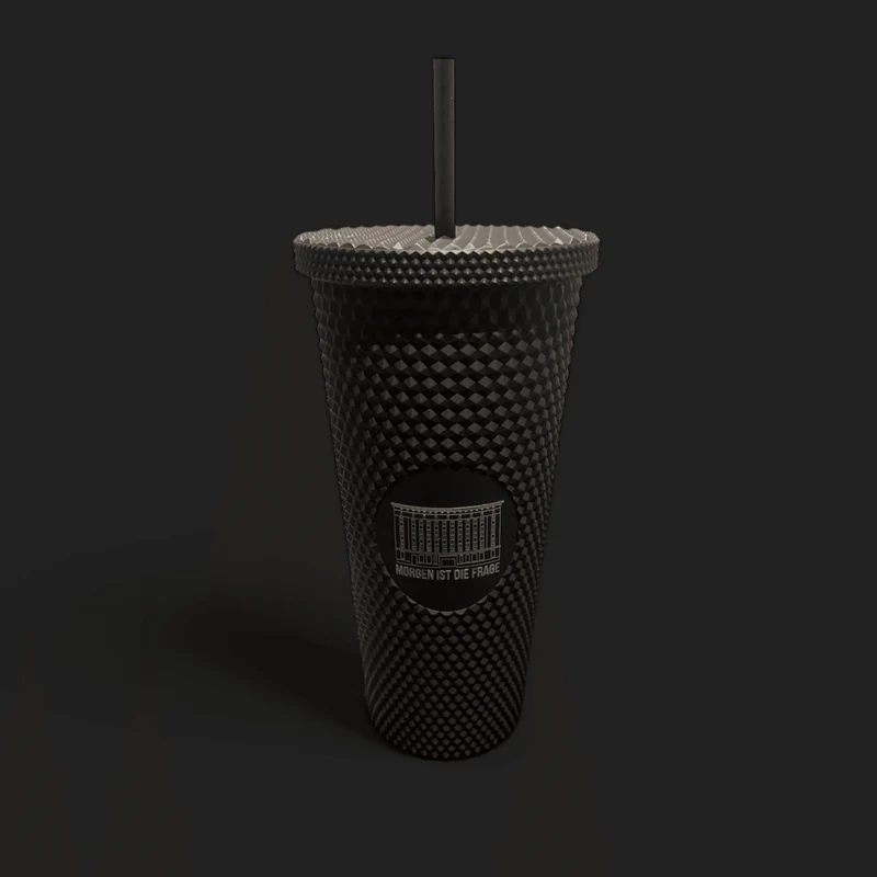 Black Berghain Becher mit Strohhalm
