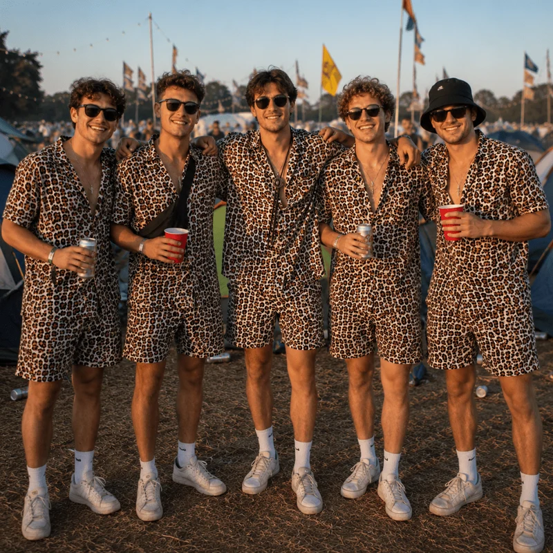 Herren Outfit Leopard 2- teilig