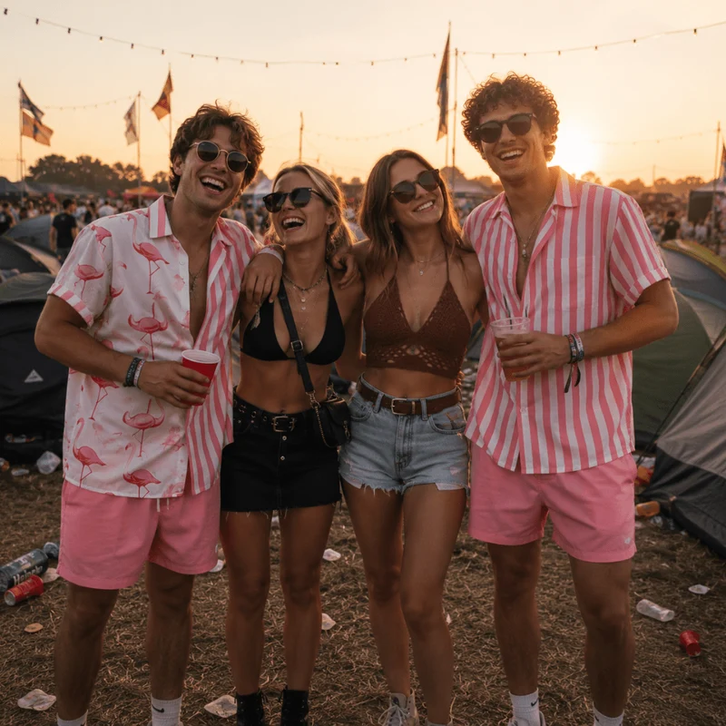 Festival Outfit 2-teilig Flamingo Rosa