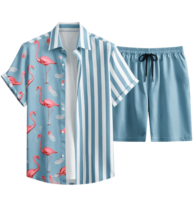 Festival Outfit Flamingo 2-teiliges Blau