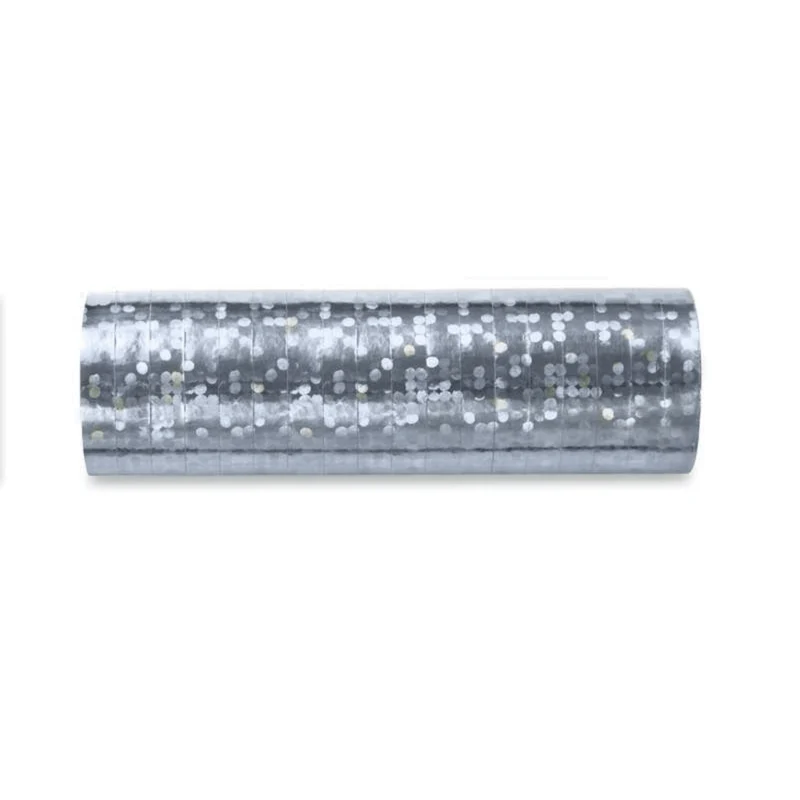 Luftschlange Holographisch Silber, 3.8