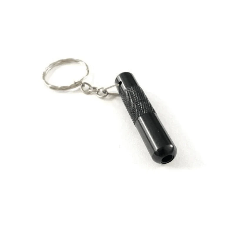 Zieh Röhrchen TO GO aus Aluminum mit Schlüsselanhänger Länge 50mm (Schwarz)