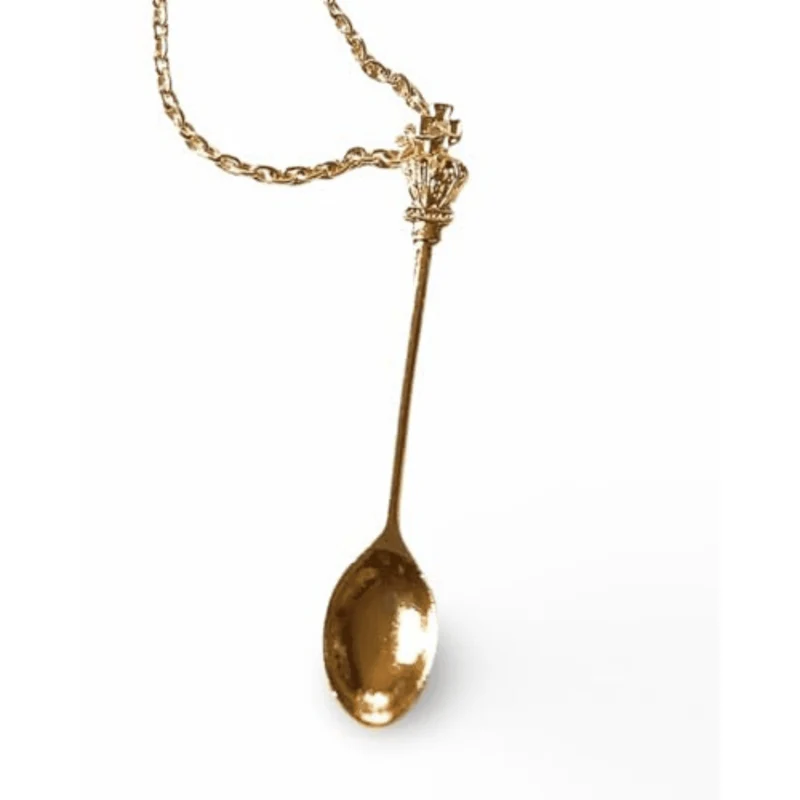 Eleganter Mini-Löffel Anhänger Halskette - Goldene Kette 45cm