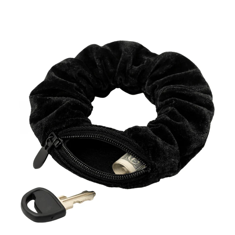 Scrunchie Black Velvet mit Geheimfach