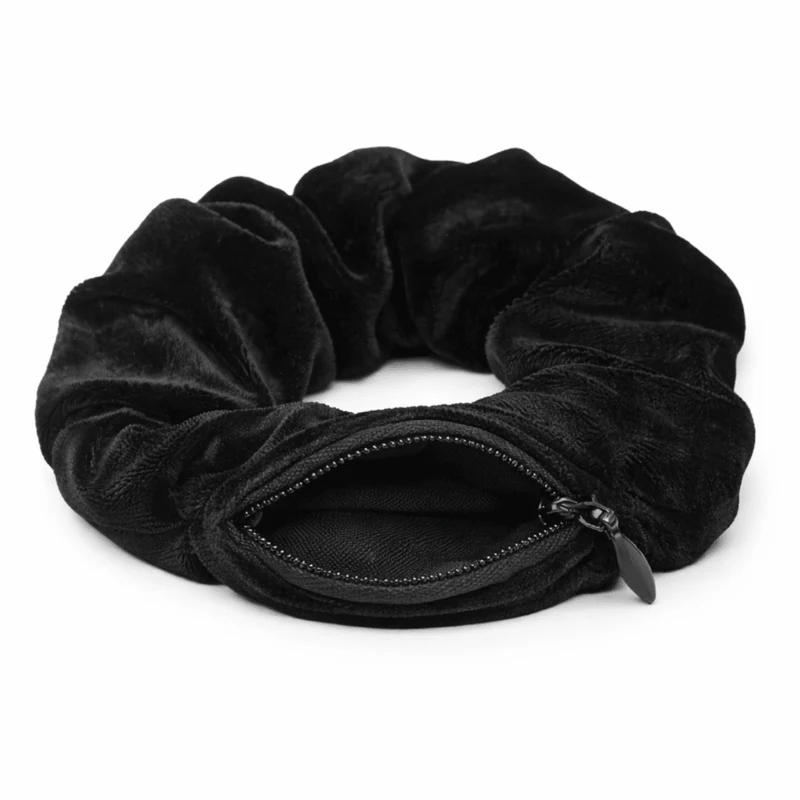 Scrunchie Black Velvet mit Geheimfach