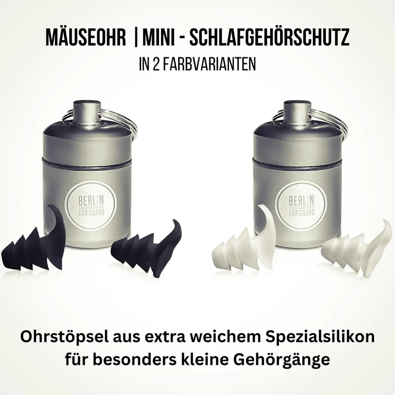 OHRSTÖPSEL "MÄUSEOHR" | MINI - SCHLAFGEHÖRSCHUTZ | klein | GEGEN SCHNARCHEN ZUM SCHLAFEN IN SEITENLAGE | 28DB SNR