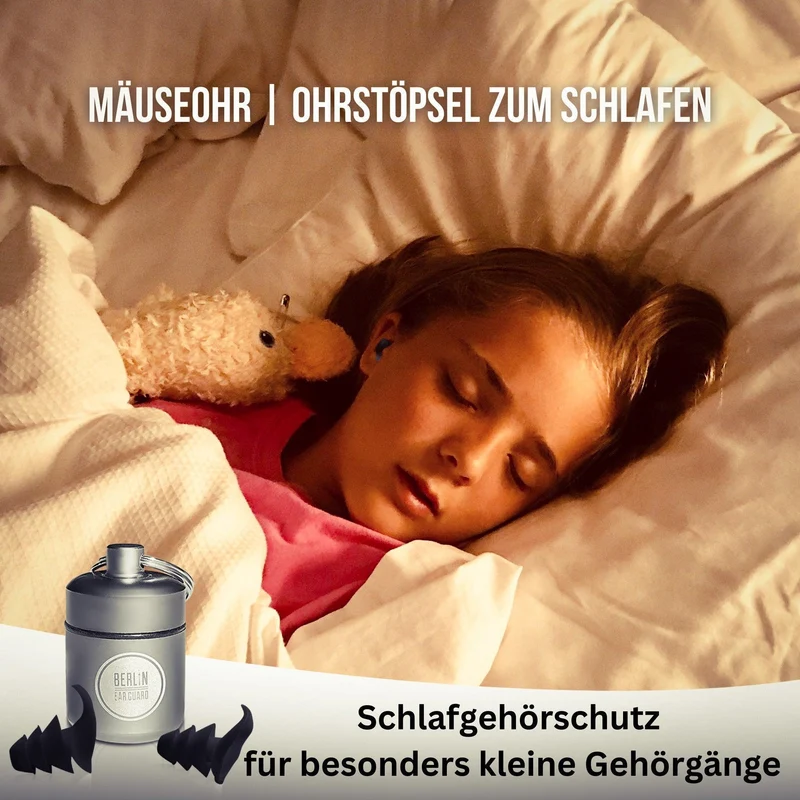 OHRSTÖPSEL "MÄUSEOHR" | MINI - SCHLAFGEHÖRSCHUTZ | klein | GEGEN SCHNARCHEN ZUM SCHLAFEN IN SEITENLAGE | 28DB SNR
