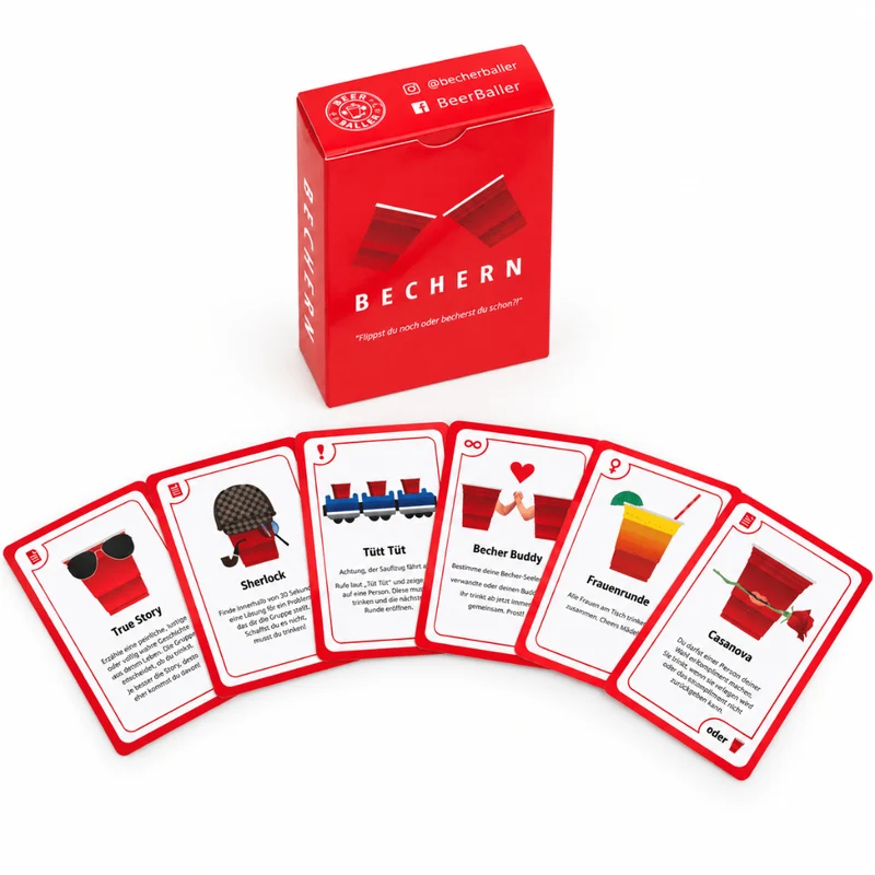 Bechern Trinkspiel mit 69 Karten und 10 Red Cups