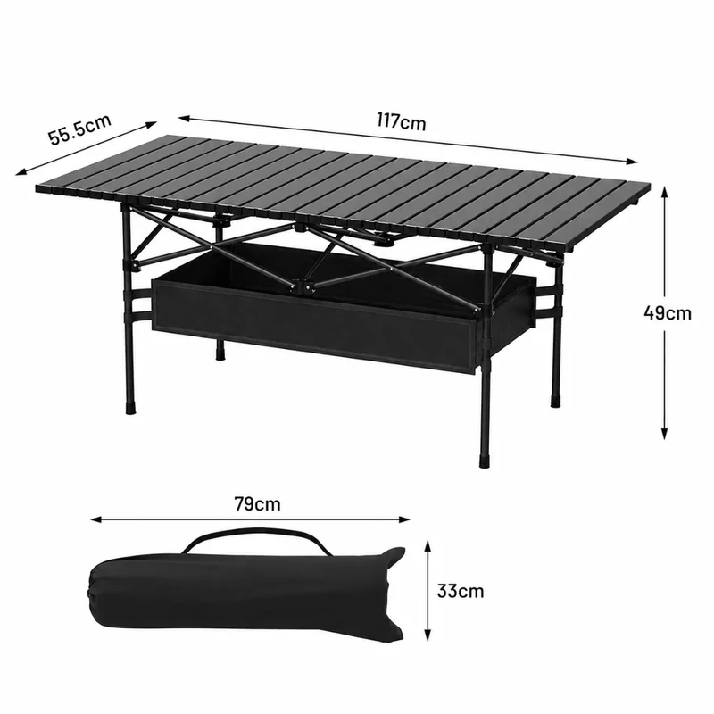 Klappbarer Campingtisch Schwarz 117 x 55 cm