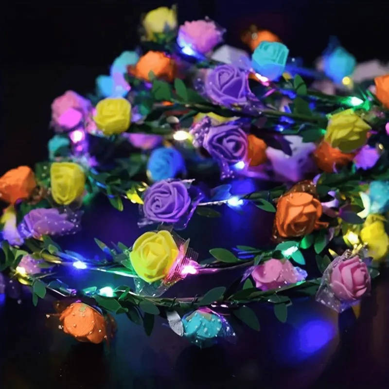 LED Blumenkranz Bunt