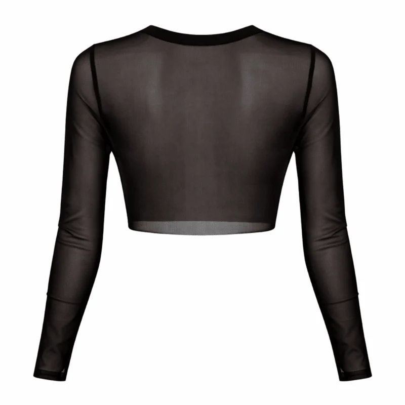 Mesh Crop Top Langarm Slim Fit