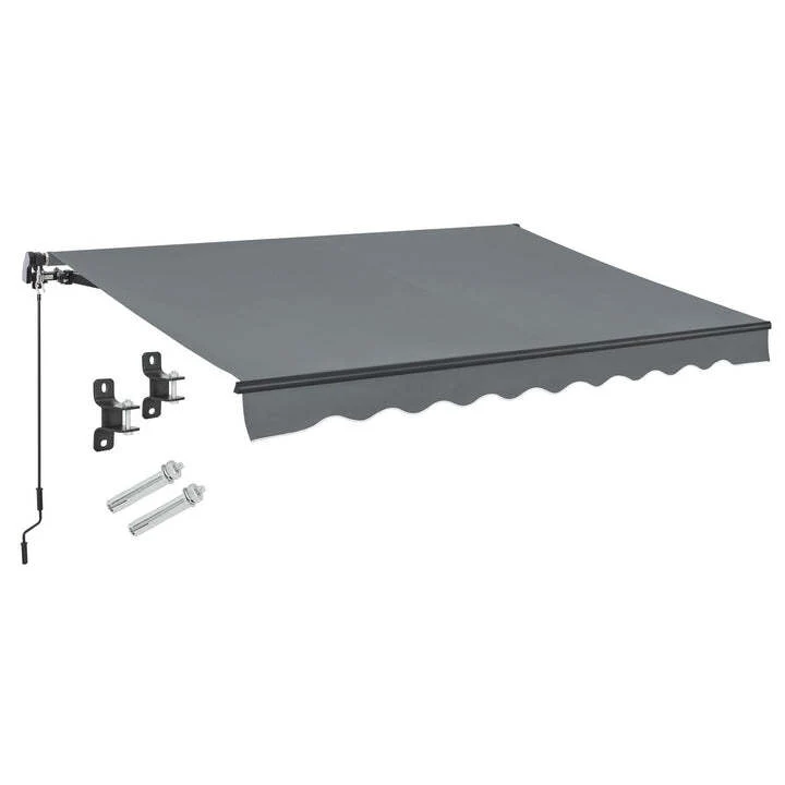 B-Ware Gelenkarmmarkise 350x300cm grau Handkurbel Sonnenschutz für Terrasse Balkon
