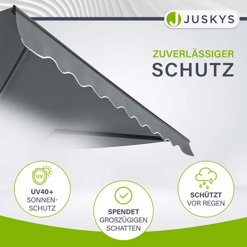 B-Ware Gelenkarmmarkise 350x300cm grau Handkurbel Sonnenschutz für Terrasse Balkon