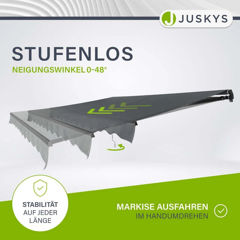 B-Ware Gelenkarmmarkise 350x300cm grau Handkurbel Sonnenschutz für Terrasse Balkon