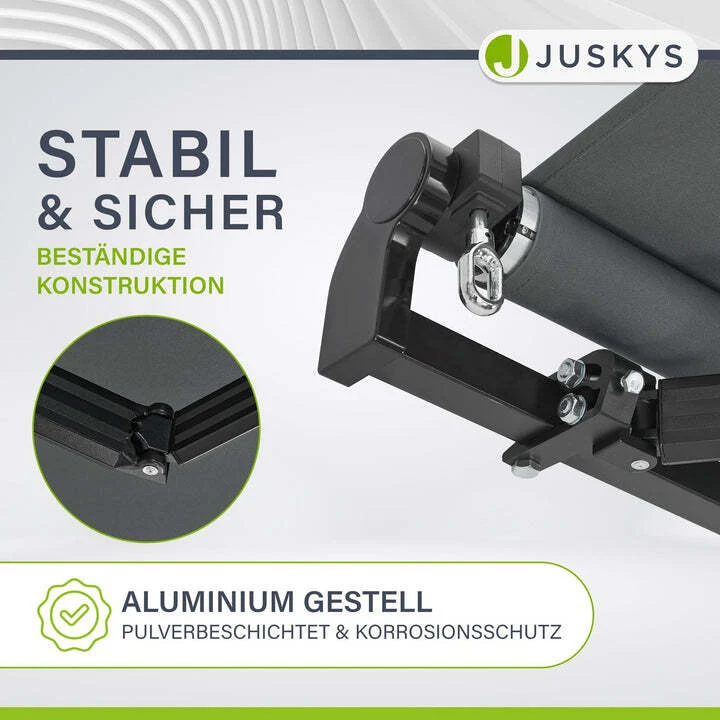 B-Ware Gelenkarmmarkise 350x300cm grau Handkurbel Sonnenschutz für Terrasse Balkon