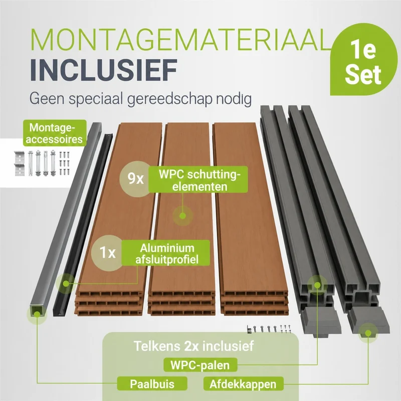 WPC Zaun aus Elementen & Pfosten