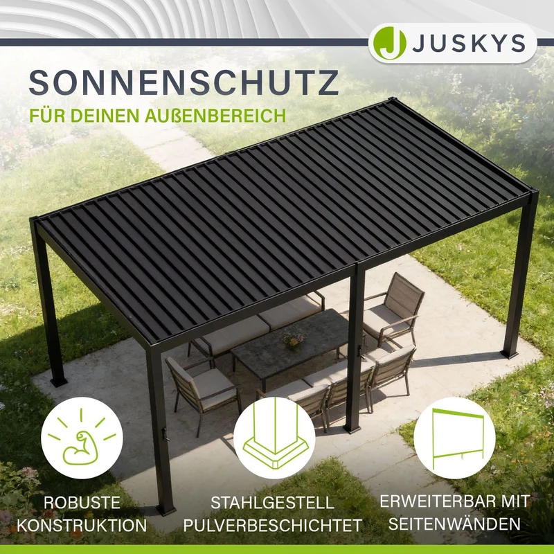 Lamellendach Tahiti 3 x 5,9 m inkl. 1x Seitenwand 3 m