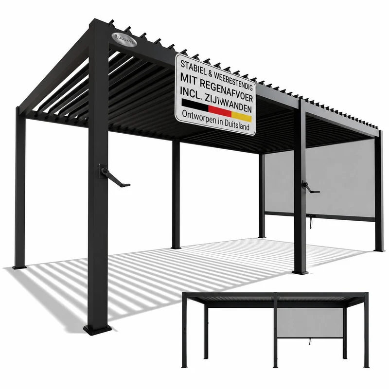Lamellendach Tahiti 3 x 5,9 m inkl. 1x Seitenwand 3 m