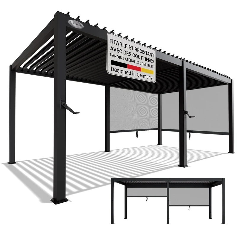 Lamellendach Tahiti 3 x 5,9 m inkl. 2x Seitenwand 3 m
