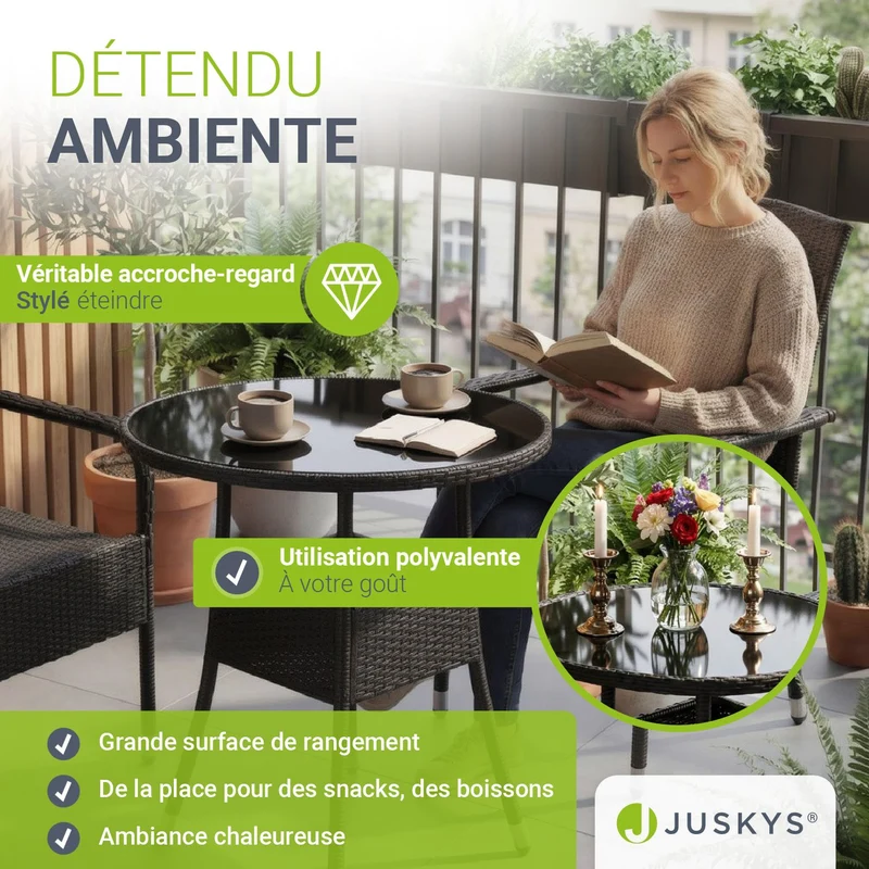 Runder Polyrattan Gartentisch Yoro