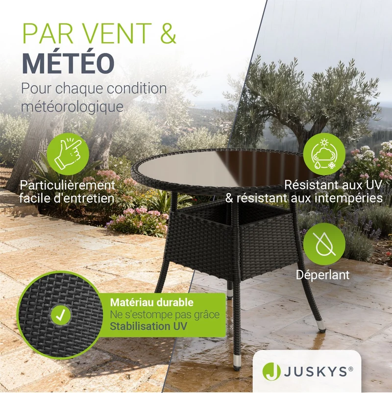 Runder Polyrattan Gartentisch Yoro
