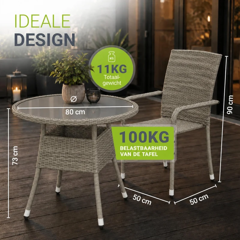 Runder Polyrattan Gartentisch Yoro