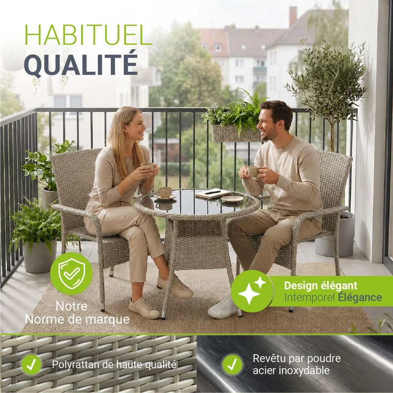 Runder Polyrattan Gartentisch Yoro