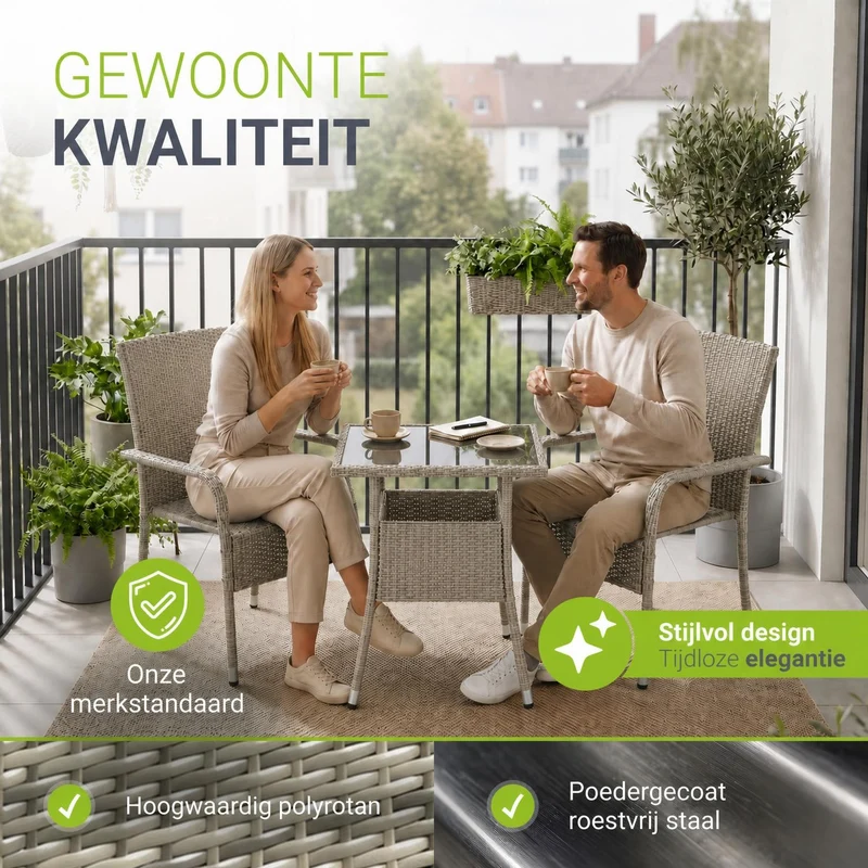 Eckiger Polyrattan Gartentisch Yoro