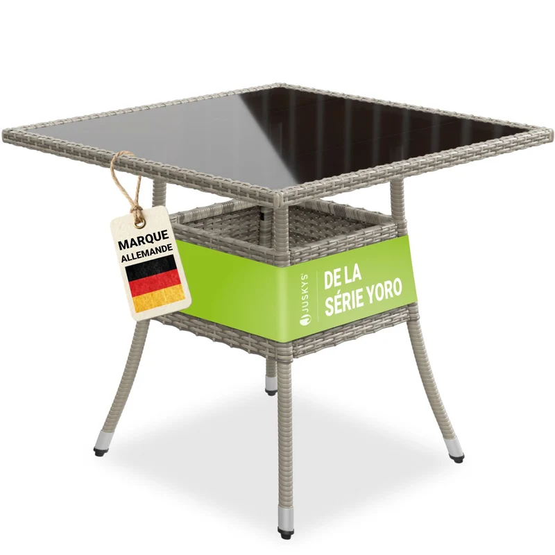 Eckiger Polyrattan Gartentisch Yoro