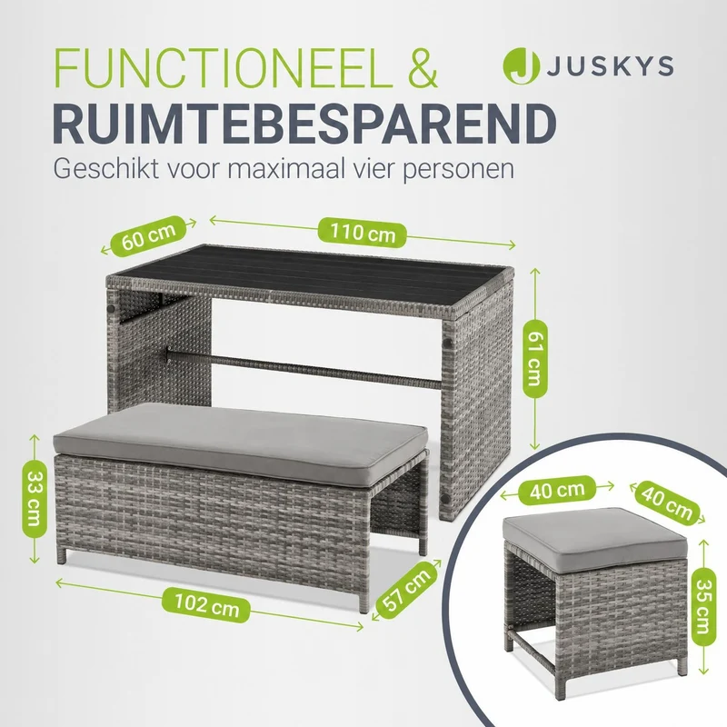 2in1 Polyrattan Gartenmöbel Jamaika