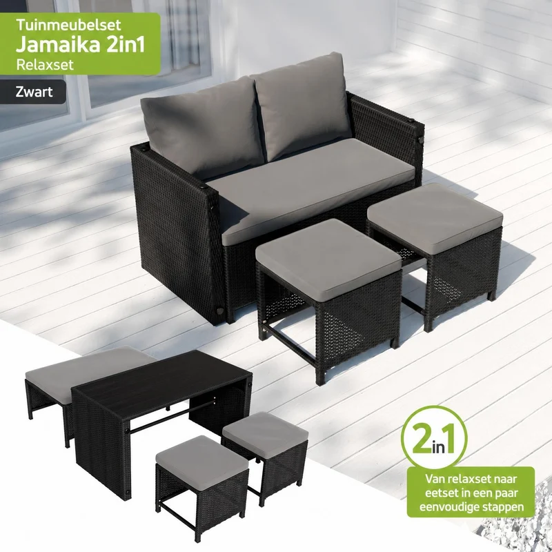 2in1 Polyrattan Gartenmöbel Jamaika
