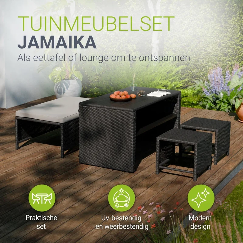 2in1 Polyrattan Gartenmöbel Jamaika