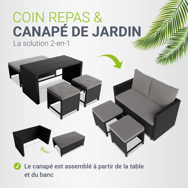 2in1 Polyrattan Gartenmöbel Jamaika