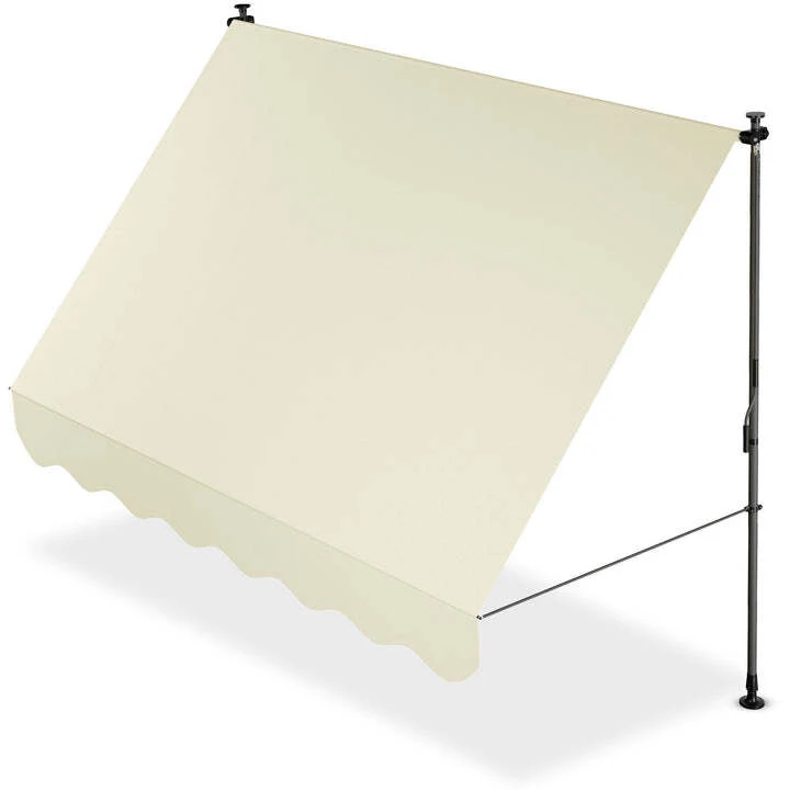 B-Ware Klemmmarkise Kapstadt 250x120 cm UV-beständig Handkurbel ohne Bohren beige