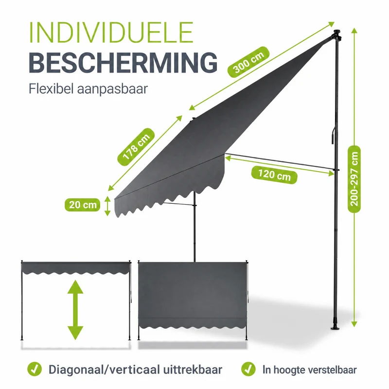 Klemmmarkise Kapstadt mit Handkurbel