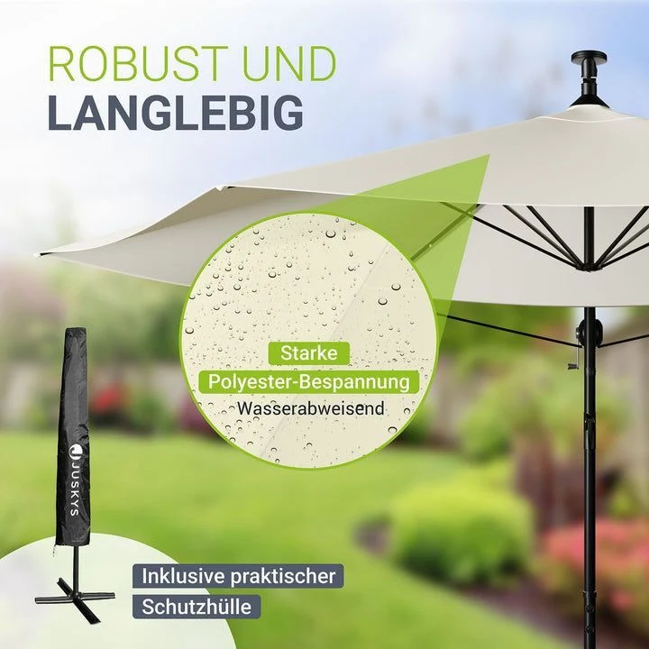 B-Ware LED Ampelschirm Garten Brazil Sonnenschirm mit Kurbel und LED-Beleuchtung
