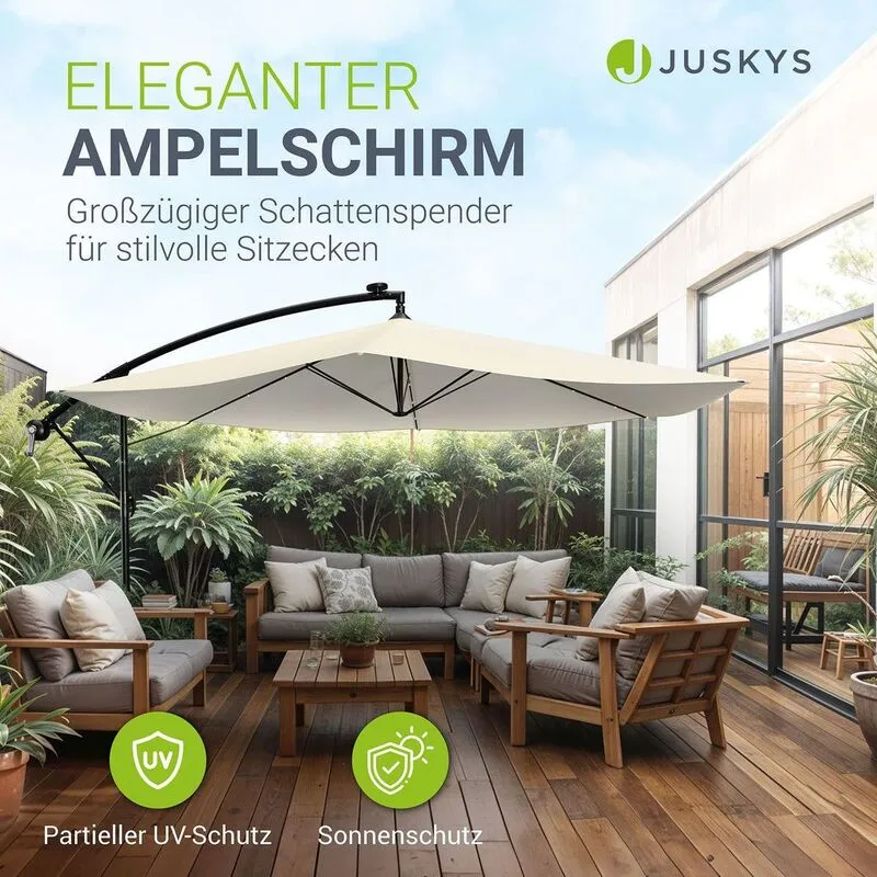 B-Ware LED Ampelschirm Garten Brazil Sonnenschirm mit Kurbel und LED-Beleuchtung