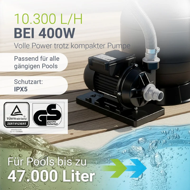 Sandfilteranlage für Pools bis 47m³