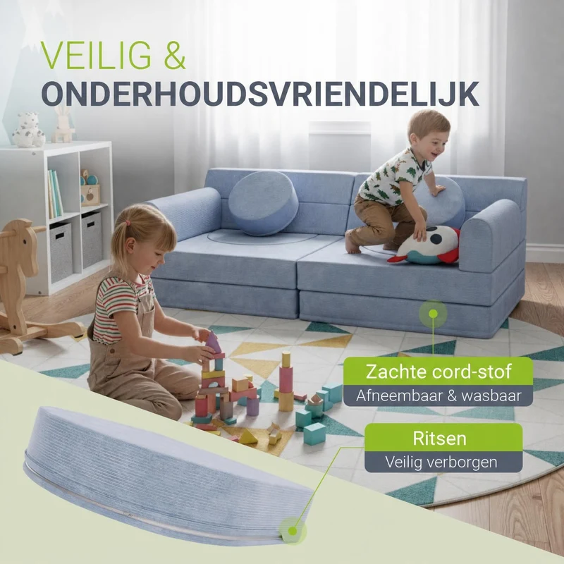 Kindersofa Kayo mit Cord Bezug & Kissen