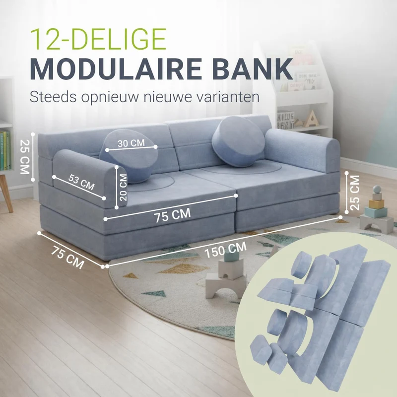 Kindersofa Kayo mit Cord Bezug & Kissen