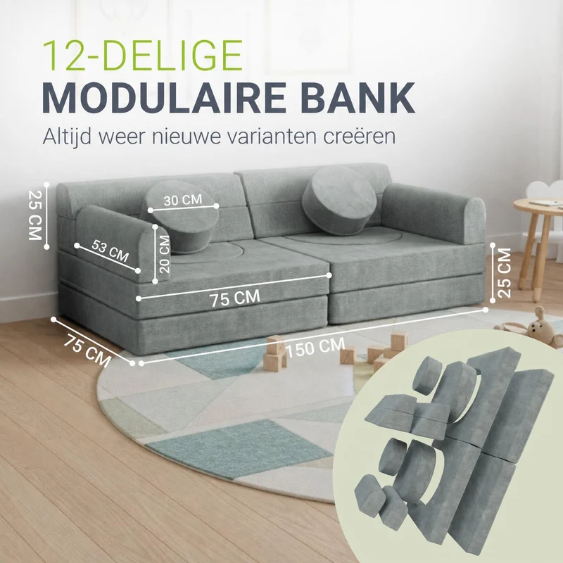 Kindersofa Kayo mit Cord Bezug & Kissen