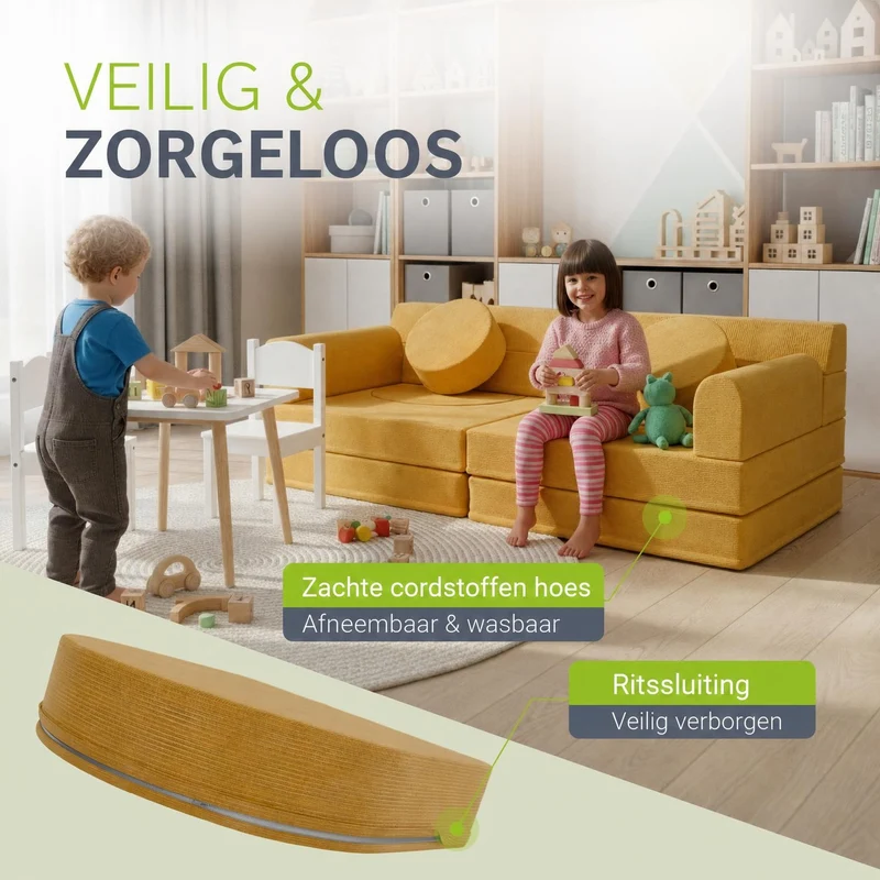 Kindersofa Kayo mit Cord Bezug & Kissen