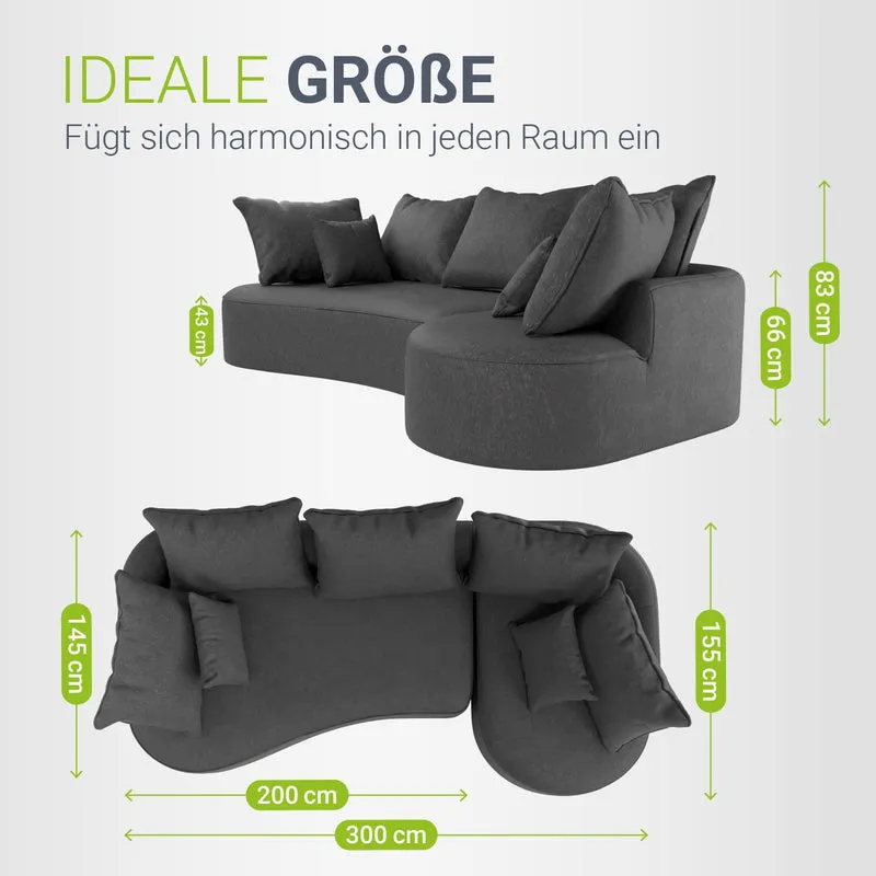 Sofa Tirano mit Ottomane & Dekokissen