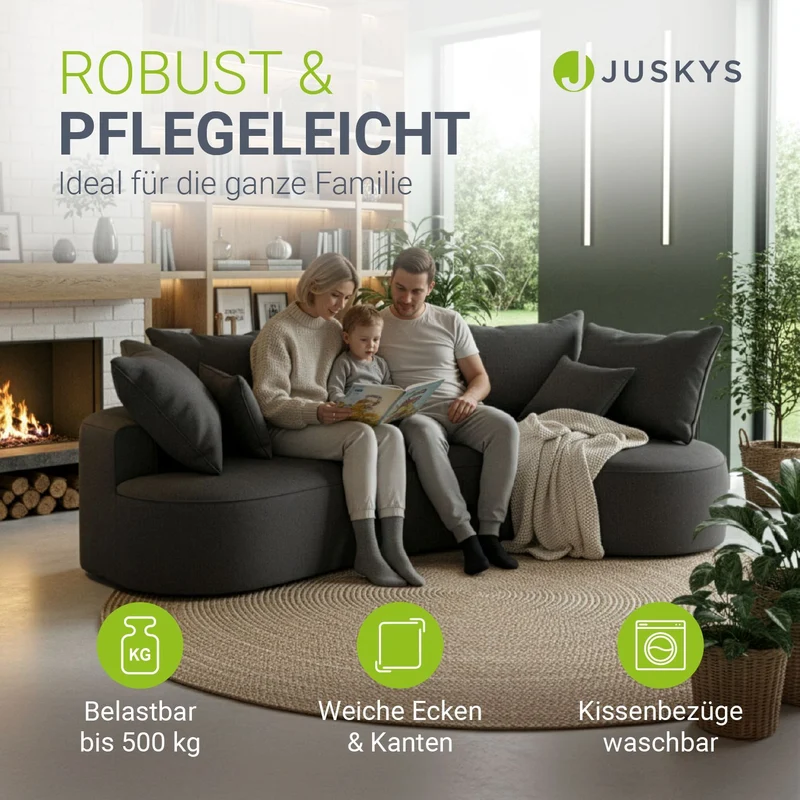 Sofa Tirano mit Ottomane & Dekokissen