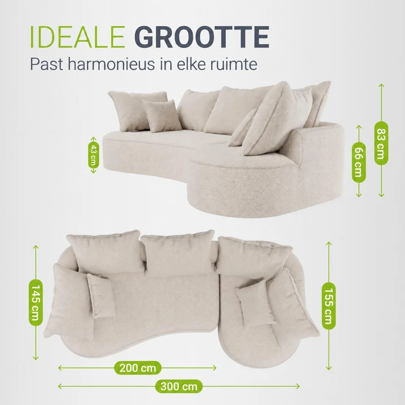 Sofa Tirano mit Ottomane & Dekokissen
